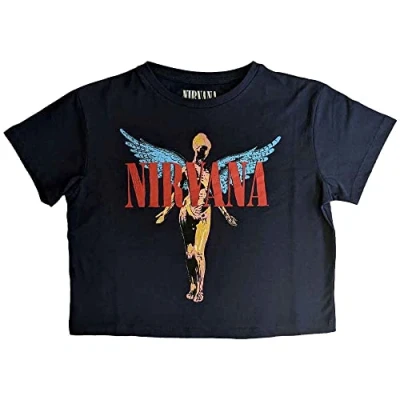 Image of Paradiso Clothing Nirvana IN Utero Angelic CROP Print Tshirt, Women&#039;s, Size: Medium, Navy