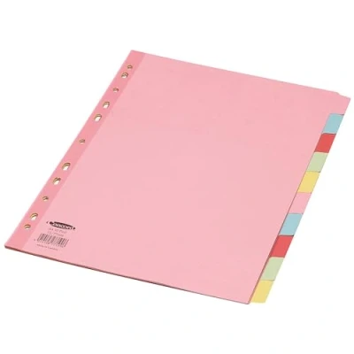 Image of Concord Subject Dividers 230 Micron Reinforced 10 Part A4 Assorted Ref 77199/71