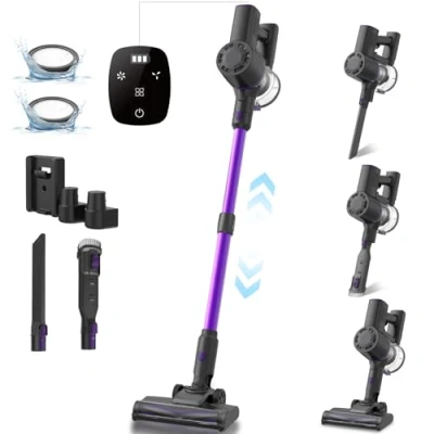 Image of Cordless Vacuum Cleaner with Upgraded Floor Brush, 30Kpa Powerful Stick Touch Display, Self Standing Design, Detachable Battery Handle, Lightweight for Hard Carpet Pet hair