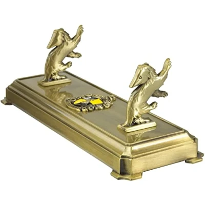 Image of The Noble Collection Harry Potter Hufflepuff Wand Stand 8in (20cm) Gold Coloured Individual Film Set Movie Props Wands Gifts
