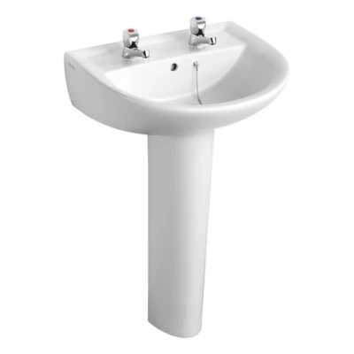 Image of Armitage Shanks Sandringham 21 55cm 2 taphole washbasin without overflow and chainstay hole E895101