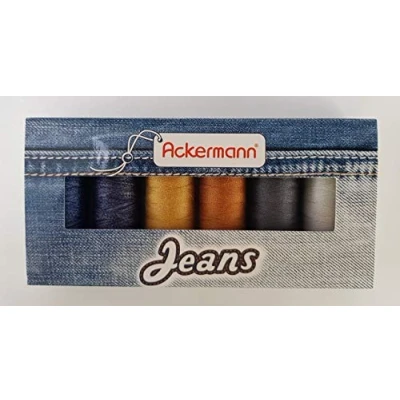 Image of Ackermann Set of Sewing Threads for Jeans, Thickness 80, 6 x 150 m