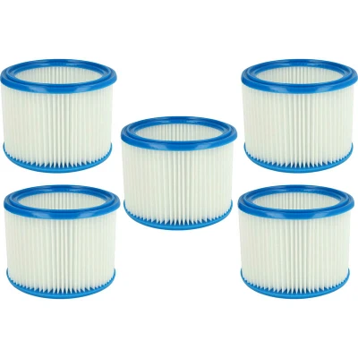 Image of vhbw Set 5x Replacement Filters compatible with Hitachi Hikoki Harmonica RP250YDL, RP300YDL Wet and Dry Vacuum Cleaner Cartridge Filter