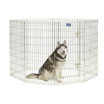 Image of MidWest Foldable Metal Dog Exercise Pen / Pet Playpen with Door; 60.96W x 121.92H centimeters; Gold Zinc; 548 48