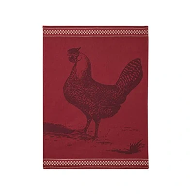 Image of Coucke Jacquard Tea Towel with Rose Chicken Design