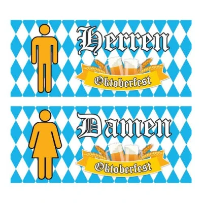 Image of PARTYRAMA.CO.UK Oktoberfest Male And Female Toilet PVC Party Sign Decorations 60cm x 25cm Pack of 2