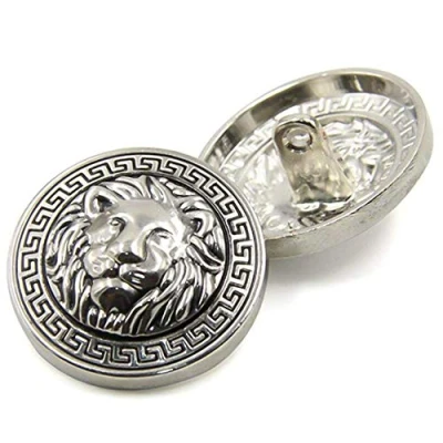 Image of Anjing Metal Shank Button Lion Head Embossed Suit Shirt DIY Buttons,Pack of 10