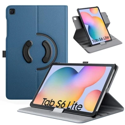 Image of TiMOVO Case for Samsung Galaxy Tab S6 Lite 2024/2022/2020, 90 Degree Rotating Stand Cover with S Pen Loop, Support Auto Wake Sleep 10.4&quot; Tablet, Denim Blue