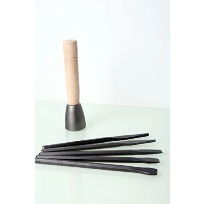 Image of 5 Piece Stone Carving Flat Chisel Set with 600g Dummy Hammer
