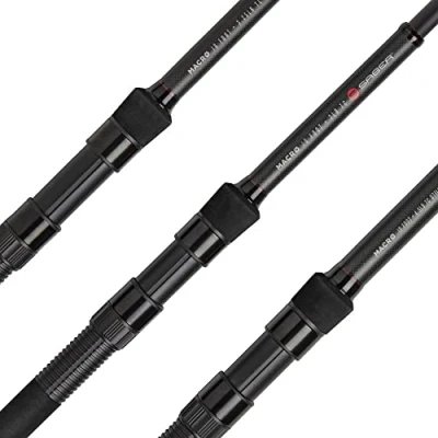 Image of Saber Macro Extendable Rod 3lb TC Extends To 10ft High Density Duplon Handle Super Light S Frame Black Guides Anti Frap Ceramic Tip Ring Anodized Butt Cap Transport Length 127cm