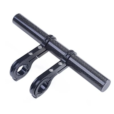 Image of UPANBIKE Bike Handlebar Extender Extension Carbon Fiber Bracket Aluminum Alloy Clamp for Bicycle Speedometer Headlight Light Lamp Holder (Black 20cm Double Clamp)