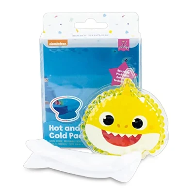 Image of BABY SHARK Kids Hot &amp; Cold Soothing Gel Packs For Injuries, Resuable Instant Ice Packs. Non Toxic, Children Friendly Packs, Pain Relief, Ideal Home, Outdoor (Size 10 Cm x 7.5 Cm)