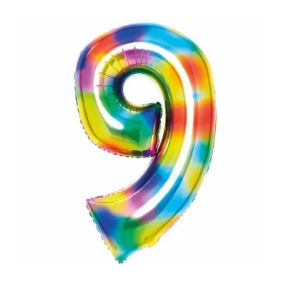 Image of Amscan 9913132 Large Number Bright Rainbow 9
