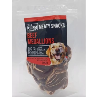 Image of *NEW* Meaty Snacks Beef Medallions 100g 100% Natural Low Fat Dog Treats and Training Aid