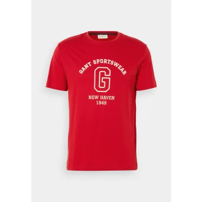 Image of GANT Graphic Print Tshirt, Men&#039;s, Size: Large, Ruby red