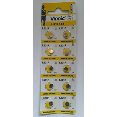 Image of Vinnic AG0 L521 Alkaline Battery (10 Pack) used in Watches, Calculators, Toys, Lasers, Clocks, Thermometers, and many other electronic items.