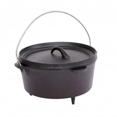 Image of Oypla 4L Cast Iron Non Stick Dutch Oven Casserole Dish Camping Cooker