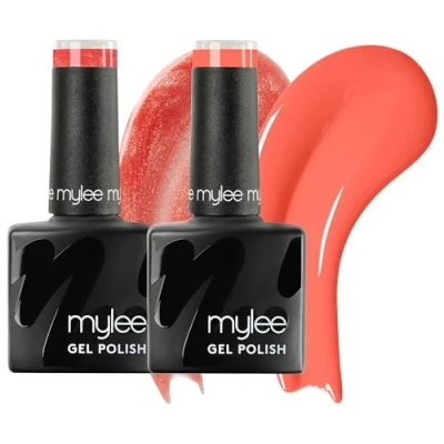 Image of Mylee Gel Nail Polish Duo 2x8ml [Sunset Kiss] UV/LED Soak Off Art Manicure Pedicure for Professional, Salon &amp; Home Use Long Lasting Easy to Apply, Vegan Cruelty Free
