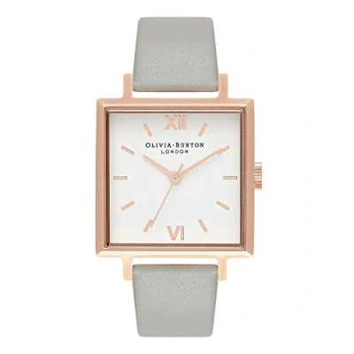 Image of Olivia Burton Women&#039;s Big Dial Square Gray &amp; Rose Gold Watch [Authorized Distributor]