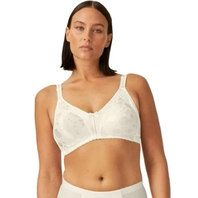 Image of Naturana® Minimizer Bra with Floral Pattern [Cup B D]: Without Underwire Wireless 36 Champagne