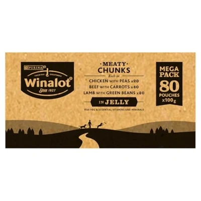 Image of Winalot Meaty Chunks Mixed in Jelly Wet Dog Food 80x100g