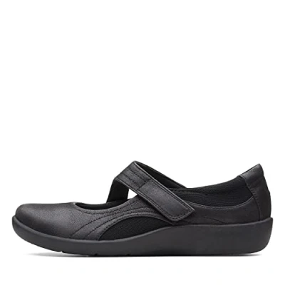 Image of Clarks Women&#039;s Sillian Bella Mary Jane Flat, Black, 7.5 UK