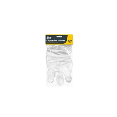 Image of GEM Imports Transparent Plastic Gloves, Pack of 100 Disposable, Perfect for Small Household and DIY Jobs