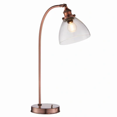 Image of Hansen 1 Light Table Lamp Aged Copper, Glass, E14