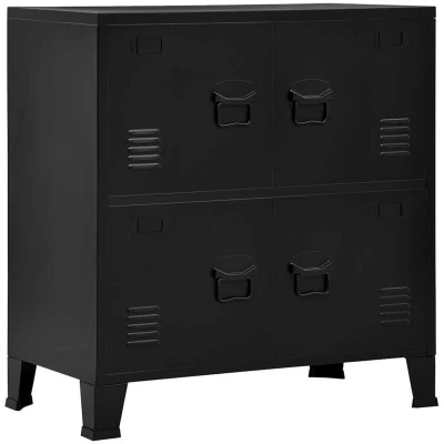 Image of vidaXL Industrial Storage Chest Black 75x40x80 cm Steel