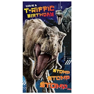Image of JURASSIC WORLD Card T Riffic Birthday Card, Climate Pledge Friendly Recyclable Officially Licensed