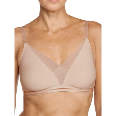 Image of Naturana Soft Feel Good Bra with Mesh Detail Cozy Wireless Women&#039;s Supportive 32 Light Beige B