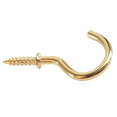 Image of White Hinge 50x Durable Brass Plated Cup Hooks 25mm
