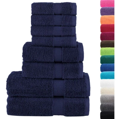 Image of vidaXL 8 Piece Premium Towel Set SOLUND Navy Blue 600 gsm