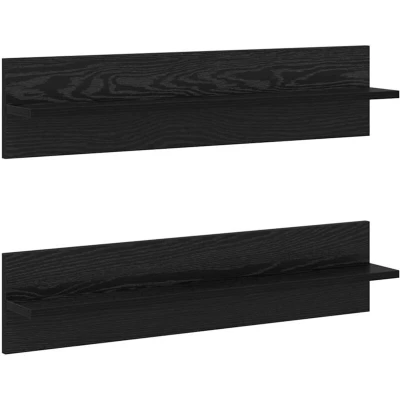 Image of vidaXL Wall Shelves with Shelf mounted Storage 2 pcs Black oak Engineered wood