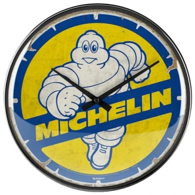 Image of Nostalgic Art Retro wall clock, Ø 31 cm, Michelin Bibendum 80s Gift idea for motor fans, large kitchenclock, vintage design