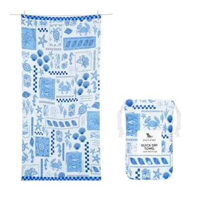 Image of Dock &amp; Bay Beach Towel Quick Dry, Sand Free Compact, Lightweight 100% Recycled Includes Bag Grecian Shores, Extra Large (200x90cm, 78x35)