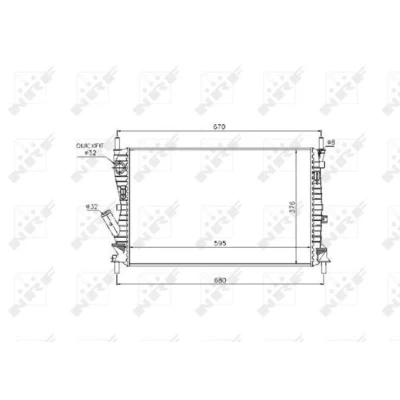 Image of 1334250, 1334654, 1344810, 1359244, 5S6H8005AA Engine radiator NRF 53743 Aluminium 590mm 366mm 26mm Brazed cooling fins FORD: FIESTA 5