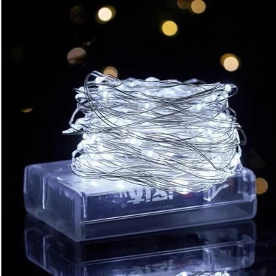 Image of Volunx Battery LED String 1/3/5/10m Fairy Lights Decorative Powered Wedding Christmas Cold White (5m/16.4ft 50LED)
