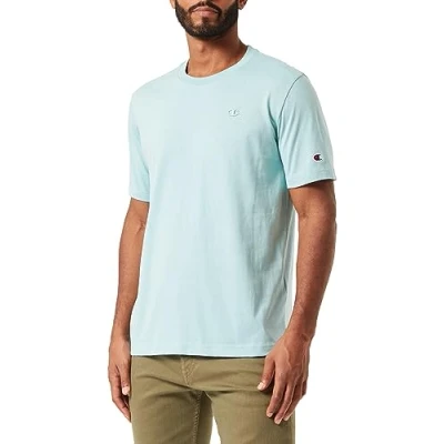 Image of Champion Men&#039;s Rochester 1919 logo C Crewneck S T Shirt, Verdeacqua, UK
