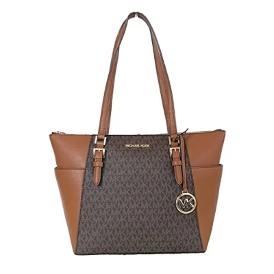 Image of Michael Kors Charlotte Signature Large Top Zip Tote Brown