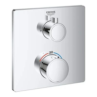Image of GROHE Grohtherm Thermostatic Shower Mixer Trim Set, Concealed Installation, Chrome, 24078000