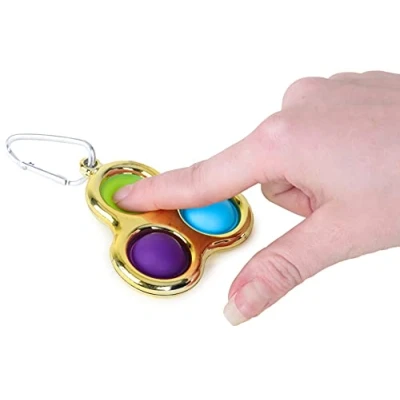 Image of Toyland® Push Bubble Pop Sensory Fidget Keychain Toy Lots To Choose From (GOLD)