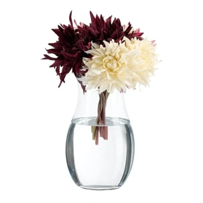 Image of Relaxdays Glass Flower Vase, Decoration for The Table, Large Centerpiece, Bouquet, HWD: 26 x 15 cm, Transparent