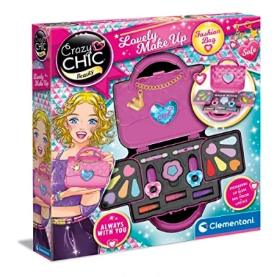 Image of Clementoni 18743 Crazy Chic Make Girl Bag, Washable, Cosmetic Set Children 6 Years, Handbag with Makeup, Multi Coloured