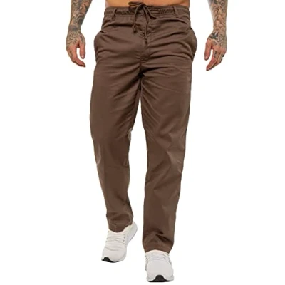Image of BRAND KRUZE Mens Work Trousers KZ112 Elasticated Smart Plain Rugby Trouser Casual Pants All Waist Sizes Coffee 44W / 27L