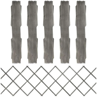 Image of vidaXL Trellis Fences 5 pcs Grey Solid Firwood 180x60 cm