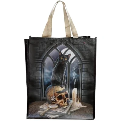 Image of Puckator Lisa Parker Spirits of Salem Cat Reusable Shopping Bag Shoulder Bags Handbags for Women Canvas Tote Hand Large Ladies Aesthetic Stuff Big Foldaway