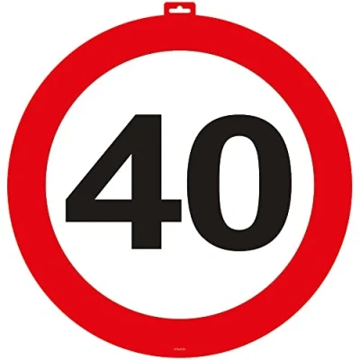 Image of Folat 06140 40th Birthday Traffic Door Sign, Multi Colors, Zahl 40