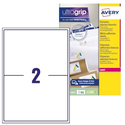 Image of Avery l7168 15 Pack of 30 Laser Labels 199.6 x 143.5 mm White