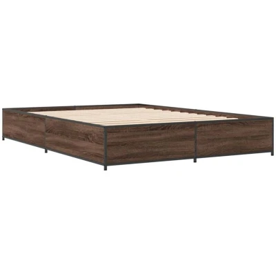 Image of vidaXL Bed Frame without Mattress Brown Oak 120x200 cm